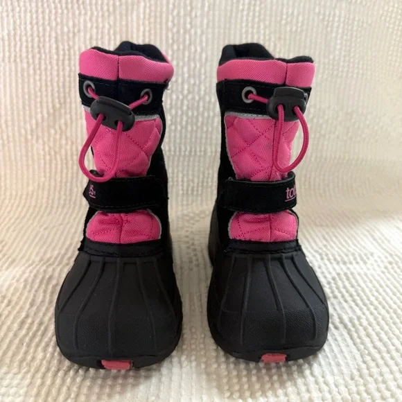 Totes Girls Snow Boots Black Pink Waterproof Winter Size 7 - Picture 3 of 8